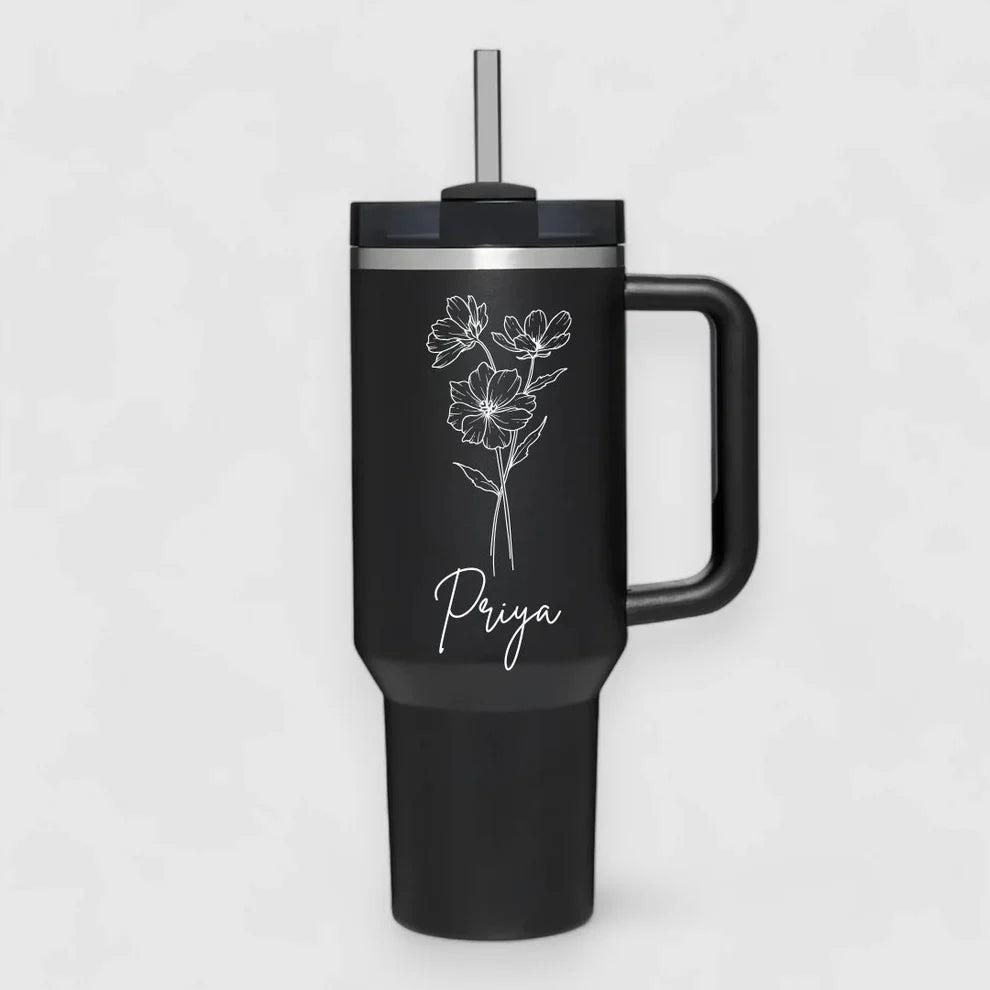 1200ml Customized Tumbler with Name & Special Birth Flower