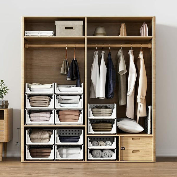 3-Layer Stackable Plastic Storage Organizer – Foldable Rack