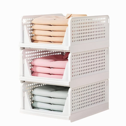 3-Layer Stackable Plastic Storage Organizer – Foldable Rack