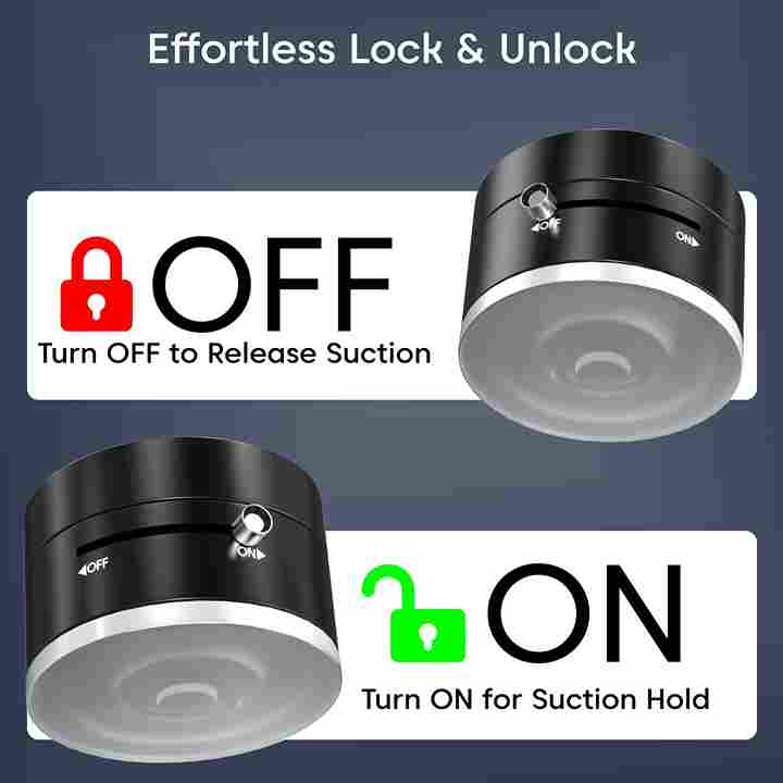 Magnetic Vacuum Phone Holder – 360° Adjustable Car Mount(Black)