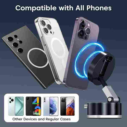 Magnetic Vacuum Phone Holder – 360° Adjustable Car Mount(Black)