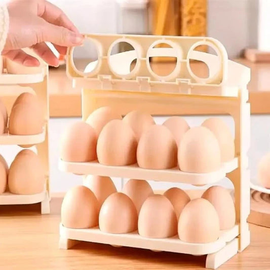 3-Layer 24-Grid Foldable Egg Holder Tray – Space-Saving Storage